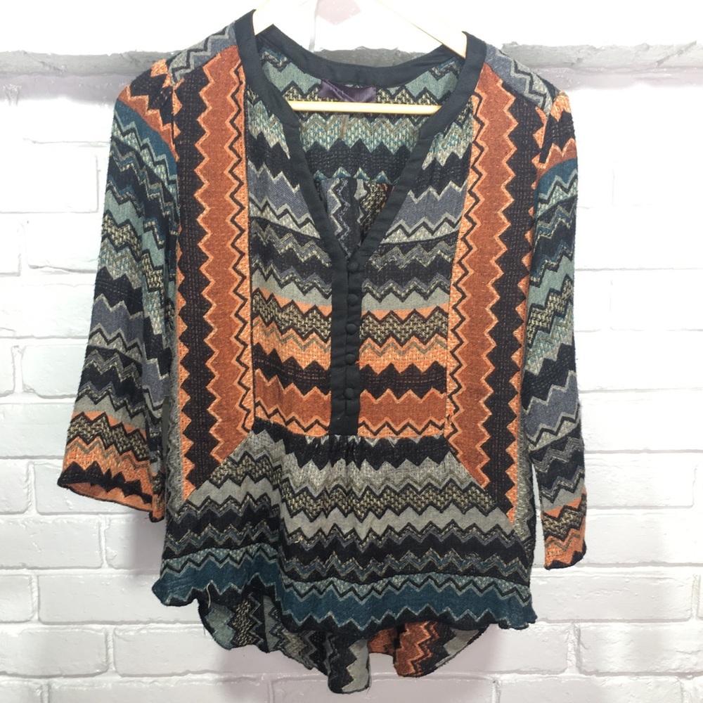 Hale Bob Woven 3/4 Length Sleeve Top